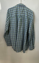 Load image into Gallery viewer, Chaps Mens Blue Green Plaid Long Sleeve Easy Care Button-Up Shirt Size Large
