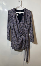 Load image into Gallery viewer, Anne Klein Womens Multicolor Leaf Print 3/4 Sleeve V-Neck Wrap Blouse Top Size L
