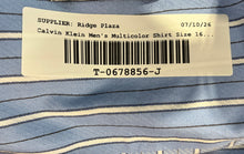 Load image into Gallery viewer, Calvin Klein Mens Blue Striped Long Sleeve Dress Shirt Size 16 1/2 34/35
