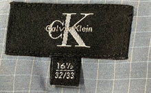 Load image into Gallery viewer, Calvin Klein Mens Blue Printed Long Sleeve Dress Shirt Size 16.5
