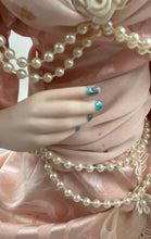 Load image into Gallery viewer, Blonde Hair Blue Eyes Decorative Porcelain Doll In Pink Maxi Dress w/ Stand
