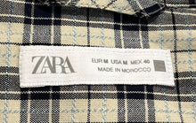 Load image into Gallery viewer, Zara Mens Beige Black Plaid Long Sleeve Collared Button-Up Shirt Size Medium
