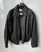 Load image into Gallery viewer, Timothy Daniels Mens Black Leather Long Sleeve Full-Zip Bomber Jacket Size XL
