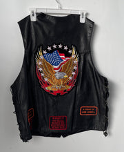 Load image into Gallery viewer, Silver Bike Mens Black Leather Sleeveless Snap Front Biker Vest Jacket Size 3XL
