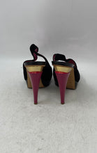 Load image into Gallery viewer, Twice Womens Black Pink Stone Suede Peep Toe Platform Slingback Heels Size EU 36
