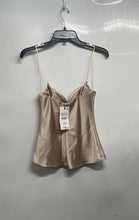 Load image into Gallery viewer, Zara Womens Champagne Satin Spaghetti Strap Sweetheart Neck Blouse Top XS W/Tags
