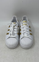 Load image into Gallery viewer, Adidas Womens Superstar B39402 White Gold Tone Lace-Up Sneaker Shoes Size 6.5
