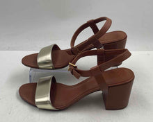 Load image into Gallery viewer, Authentic Tory Burch Womens Laurel Brown Gold-Tone Ankle Strap Sandals 7M Worn
