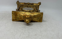 Load image into Gallery viewer, Antique Gold Tone Wood Quartz Roman Numerals Victorian Desk Clock Not Tested
