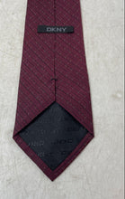 Load image into Gallery viewer, DKNY Mens Red Striped Print Silk Keeper Loop Adjustable Formal Pointed Tie
