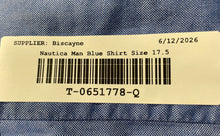 Load image into Gallery viewer, Nautica Mens Blue Cotton Long Sleeve Button-Down Dress Shirt Size 17.5
