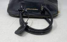 Load image into Gallery viewer, Adrienne Vittadini Womens Black Patent Leather Double Handle Zipper Satchel Bag
