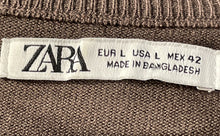 Load image into Gallery viewer, Zara Womens Brown Knitted Long Sleeve Crew Neck Pullover Sweater Size Large
