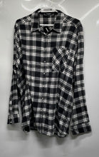 Load image into Gallery viewer, Express Mens Black White Plaid Long Sleeve Boyfriend Fit Button-Up Shirt Size XL
