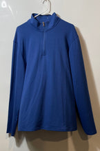 Load image into Gallery viewer, Port Authority Mens Microterry Blue 1/4 Zip Long Sleeve Pullover Jacket Size L
