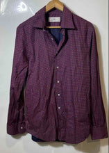 Load image into Gallery viewer, Authentic Carolina Herrera Mens Blue Red Geometric Print Dress Shirt Size 16
