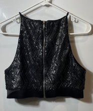 Load image into Gallery viewer, Forever 21 Womens Black Sequin Sleeveless Square Neck Cropped Top Size M
