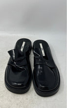 Load image into Gallery viewer, Zara Womens Black Patent Leather Square Toe Open Back Slip-On Mules Size EUR 41
