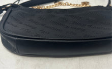 Load image into Gallery viewer, Juicy Couture Womens Black Monogram Embossed Charm Chain Strap Shoulder Handbag
