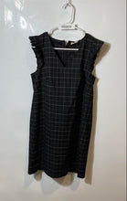 Load image into Gallery viewer, Loft Womens Windowpane Black White Flutter Sleeve V-Neck Sheath Dress Size 6
