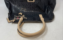 Load image into Gallery viewer, Guess Womens Black Signature Print Charm Double Handle Satchel Handbag

