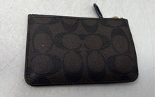 Load image into Gallery viewer, Coach Womens Brown Black Signature Print Leather Zipper Small Pouch Wallet
