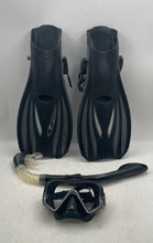 Load image into Gallery viewer, Unisex Black Water Sports Swim Fins Mask Snorkeling Package Set Size 39-43
