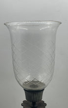 Load image into Gallery viewer, Bronze &amp; Glass Engraved Decorative Collectible Tall Pedestal Candlestick Holder
