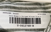Load image into Gallery viewer, Zara Womens Green White Striped Twist-Front Cropped Blouse Top Size Small
