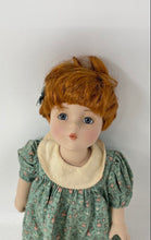 Load image into Gallery viewer, Brown Hair Blue Eyes Collector Play Doll In Green White Flower 2 Piece Outfit
