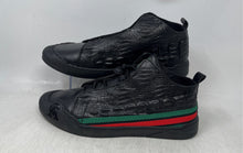 Load image into Gallery viewer, XU Feng Mens Black Croc-Embossed Leather Drawstring Sneaker Shoes Size 44

