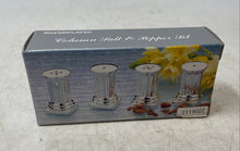 Load image into Gallery viewer, Silver-Plated Column Miniature Pillar Shaped Salt &amp; Pepper Shakers Set
