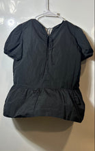 Load image into Gallery viewer, Zara Womens Black Short Puff Sleeve Crew Neck Back Tie Tiered Blouse Top Size M

