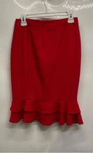 Load image into Gallery viewer, Forever 21 Womens Red Ruffle Hem Back Zip Straight &amp; Pencil Skirt Size Medium
