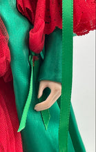 Load image into Gallery viewer, Blonde Hair Green Eyes Standing Porcelain Doll Collection In Green Red Dress
