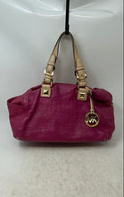 Load image into Gallery viewer, Michael Kors Womens Grayson Fuchsia Pink Nude Leather Charm Satchel Bag
