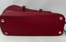 Load image into Gallery viewer, Michael Kors Womens Red Leather Detachable Strap Lined Zip Top Satchel Handbag
