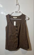 Load image into Gallery viewer, Loft Womens Brown Cotton Twill Scoop Neck Button Front Vest Top Size XS With Tag
