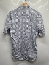 Load image into Gallery viewer, Maceoo Mens White Blue Printed Short Sleeve Button-Up Shirt Size 4/L
