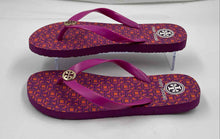 Load image into Gallery viewer, Authentic Tory Burch Womens Pink Monogram Print Slip-On Flip Flop Sandals Size 8
