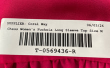 Load image into Gallery viewer, Chaus New York Womens Pink Fuchsia Long Sleeve V-Neck Blouse Top Size M
