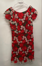 Load image into Gallery viewer, Topshop Womens Red Flower Designs Lace Short Sleeve Sheath Dress No Size
