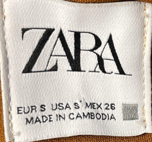 Load image into Gallery viewer, Zara Womens Brown Long Sleeve Notch Lapel Open Front Trench Coat Size S
