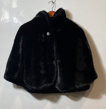 Load image into Gallery viewer, Nina Leonard Womens Black Regular Fit Collared One Button Fluffy Cape Size XL
