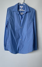 Load image into Gallery viewer, Calvin Klein Mens Blue Striped Cotton Non-Iron Collared Button-Up Shirt Size S
