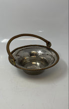 Load image into Gallery viewer, Silver-Tone Solid Brass Engraved Border Top Handle Basket
