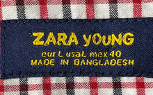 Load image into Gallery viewer, Zara Young Mens White Red Plaid Cotton Collared Long Sleeve Button-Up Shirt Sz L
