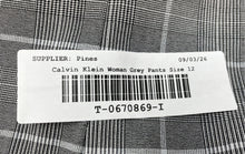 Load image into Gallery viewer, Calvin Klein Womens Gray Plaid Slim Fit Tapered Leg Dress Pants Sz 12 With Tags
