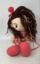 Load image into Gallery viewer, Cloth Pink Dress Striped Outfit Brown Yarn Hair Plush Fashion Doll
