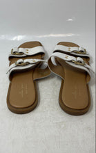 Load image into Gallery viewer, Mila Paoli Womens Beige White Leather Adjustable Flat Heels Slip-On Sandals Sz 9
